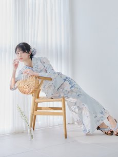 画像13: 【即日発送】クラシカルローズブルー浴衣 【浴衣3点セット 浴衣/帯/下駄】 [YMT] (13)