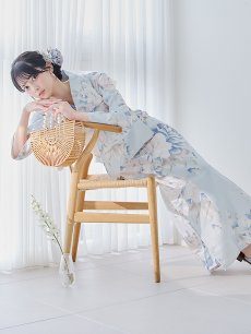 画像14: 【即日発送】クラシカルローズブルー浴衣 【浴衣3点セット 浴衣/帯/下駄】 [YMT] (14)