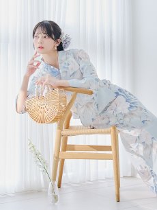 画像16: 【即日発送】クラシカルローズブルー浴衣 【浴衣3点セット 浴衣/帯/下駄】 [YMT] (16)