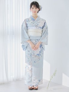 画像4: 【即日発送】クラシカルローズブルー浴衣 【浴衣3点セット 浴衣/帯/下駄】 [YMT] (4)