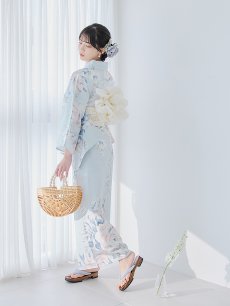 画像7: 【即日発送】クラシカルローズブルー浴衣 【浴衣3点セット 浴衣/帯/下駄】 [YMT] (7)