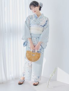 画像8: 【即日発送】クラシカルローズブルー浴衣 【浴衣3点セット 浴衣/帯/下駄】 [YMT] (8)