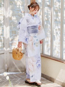 画像3: 【即日発送】クラシカルフラワーブーケ浴衣 【浴衣3点セット 浴衣/帯/下駄】 [YMT] (3)