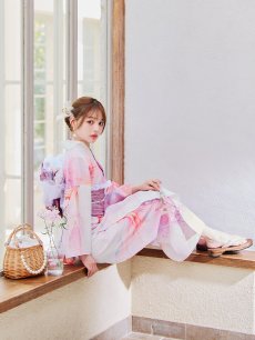 画像12: 【即日発送】ニュアンスピンク金魚浴衣【浴衣３点セット 浴衣/帯/下駄】 [YMT] (12)