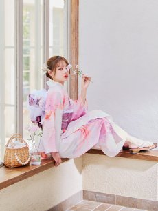 画像13: 【即日発送】ニュアンスピンク金魚浴衣【浴衣３点セット 浴衣/帯/下駄】 [YMT] (13)