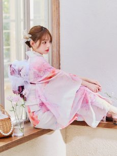 画像14: 【即日発送】ニュアンスピンク金魚浴衣【浴衣３点セット 浴衣/帯/下駄】 [YMT] (14)