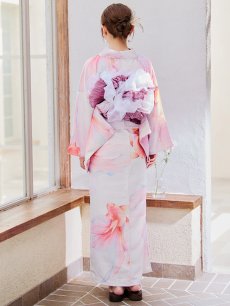 画像17: 【即日発送】ニュアンスピンク金魚浴衣【浴衣３点セット 浴衣/帯/下駄】 [YMT] (17)