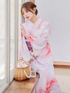 画像2: 【即日発送】ニュアンスピンク金魚浴衣【浴衣３点セット 浴衣/帯/下駄】 [YMT] (2)