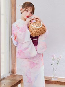 画像8: 【即日発送】ニュアンスピンク金魚浴衣【浴衣３点セット 浴衣/帯/下駄】 [YMT] (8)