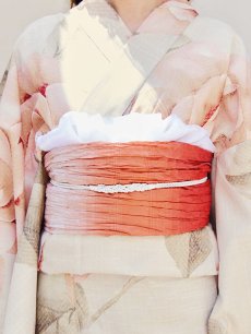 画像16: 【即日発送】ピンクベージュ牡丹浴衣【浴衣３点セット 浴衣/帯/下駄】 [YMT] (16)