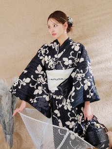 画像15: 【販売期間終了のため下げます】【即日発送】【sweet7月号掲載】大正ロマン×和モダン水彩牡丹浴衣 【浴衣3点セット 浴衣/帯/下駄】 [OF04] (15)