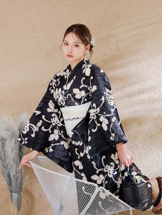 画像16: 【販売期間終了のため下げます】【即日発送】【sweet7月号掲載】大正ロマン×和モダン水彩牡丹浴衣 【浴衣3点セット 浴衣/帯/下駄】 [OF04] (16)