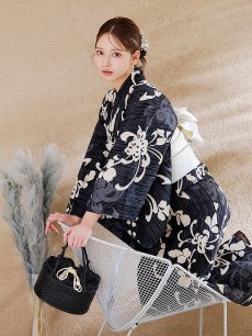 画像17: 【販売期間終了のため下げます】【即日発送】【sweet7月号掲載】大正ロマン×和モダン水彩牡丹浴衣 【浴衣3点セット 浴衣/帯/下駄】 [OF04] (17)