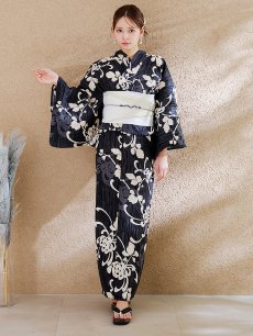 画像4: 【販売期間終了のため下げます】【即日発送】【sweet7月号掲載】大正ロマン×和モダン水彩牡丹浴衣 【浴衣3点セット 浴衣/帯/下駄】 [OF04] (4)