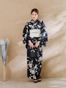 画像5: 【販売期間終了のため下げます】【即日発送】【sweet7月号掲載】大正ロマン×和モダン水彩牡丹浴衣 【浴衣3点セット 浴衣/帯/下駄】 [OF04] (5)