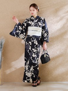 画像6: 【販売期間終了のため下げます】【即日発送】【sweet7月号掲載】大正ロマン×和モダン水彩牡丹浴衣 【浴衣3点セット 浴衣/帯/下駄】 [OF04] (6)