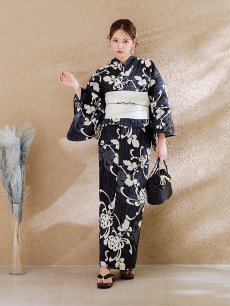 画像7: 【販売期間終了のため下げます】【即日発送】【sweet7月号掲載】大正ロマン×和モダン水彩牡丹浴衣 【浴衣3点セット 浴衣/帯/下駄】 [OF04] (7)