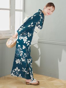 画像10: 【即日発送】藍色椿桜柄浴衣 【浴衣3点セット 浴衣/帯/下駄】 [YMT] (10)