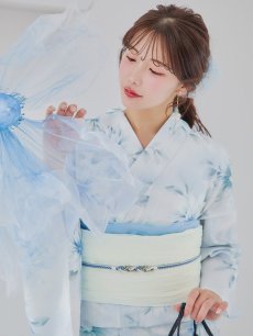 画像12: 【即日発送】水彩の涼花な牡丹浴衣 【浴衣3点セット 浴衣/帯/下駄】 [YMT] (12)