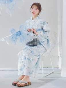 画像13: 【即日発送】水彩の涼花な牡丹浴衣 【浴衣3点セット 浴衣/帯/下駄】 [YMT] (13)