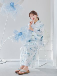 画像14: 【即日発送】水彩の涼花な牡丹浴衣 【浴衣3点セット 浴衣/帯/下駄】 [YMT] (14)