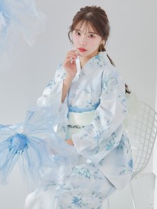 画像2: 【即日発送】水彩の涼花な牡丹浴衣 【浴衣3点セット 浴衣/帯/下駄】 [YMT] (2)