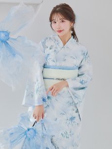 画像3: 【即日発送】水彩の涼花な牡丹浴衣 【浴衣3点セット 浴衣/帯/下駄】 [YMT] (3)
