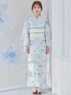 画像4: 【即日発送】水彩の涼花な牡丹浴衣 【浴衣3点セット 浴衣/帯/下駄】 [YMT] (4)