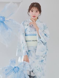 画像5: 【即日発送】水彩の涼花な牡丹浴衣 【浴衣3点セット 浴衣/帯/下駄】 [YMT] (5)