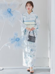 画像9: 【即日発送】水彩の涼花な牡丹浴衣 【浴衣3点セット 浴衣/帯/下駄】 [YMT] (9)