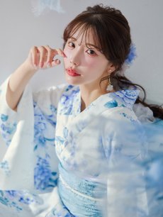 画像10: 【即日発送】透き通る青の幻想浴衣 【浴衣3点セット 浴衣/帯/下駄】 [YMT] (10)