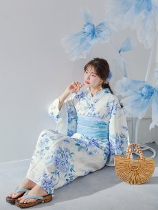 画像12: 【即日発送】透き通る青の幻想浴衣 【浴衣3点セット 浴衣/帯/下駄】 [YMT] (12)