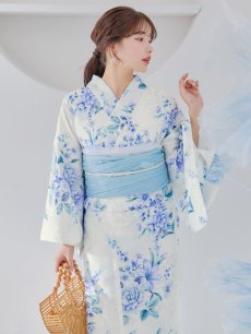 画像3: 【即日発送】透き通る青の幻想浴衣 【浴衣3点セット 浴衣/帯/下駄】 [YMT] (3)