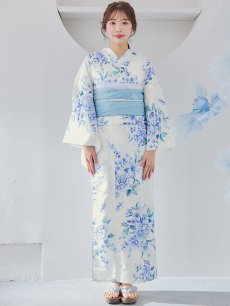 画像4: 【即日発送】透き通る青の幻想浴衣 【浴衣3点セット 浴衣/帯/下駄】 [YMT] (4)