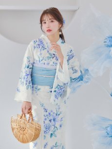 画像5: 【即日発送】透き通る青の幻想浴衣 【浴衣3点セット 浴衣/帯/下駄】 [YMT] (5)