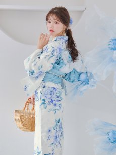 画像6: 【即日発送】透き通る青の幻想浴衣 【浴衣3点セット 浴衣/帯/下駄】 [YMT] (6)