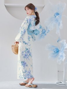 画像7: 【即日発送】透き通る青の幻想浴衣 【浴衣3点セット 浴衣/帯/下駄】 [YMT] (7)