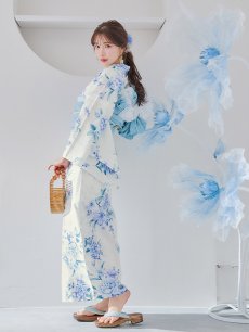 画像8: 【即日発送】透き通る青の幻想浴衣 【浴衣3点セット 浴衣/帯/下駄】 [YMT] (8)