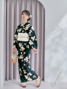 画像18: 【即日発送】花薫る深緑浴衣 【浴衣3点セット 浴衣/帯/下駄】 [/YMT] (18)