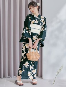 画像19: 【即日発送】花薫る深緑浴衣 【浴衣3点セット 浴衣/帯/下駄】 [/YMT] (19)
