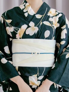 画像21: 【即日発送】花薫る深緑浴衣 【浴衣3点セット 浴衣/帯/下駄】 [/YMT] (21)