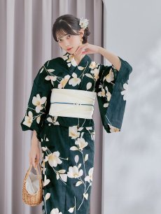 画像9: 【即日発送】花薫る深緑浴衣 【浴衣3点セット 浴衣/帯/下駄】 [/YMT] (9)