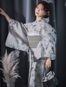 画像3: 【即日発送】クラシカルフラワー大人モード浴衣 【浴衣3点セット 浴衣/帯/下駄】 [YMT] (3)