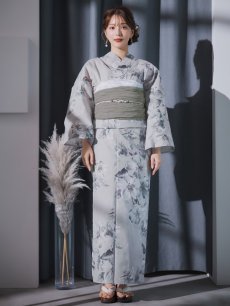 画像4: 【即日発送】クラシカルフラワー大人モード浴衣 【浴衣3点セット 浴衣/帯/下駄】 [YMT] (4)