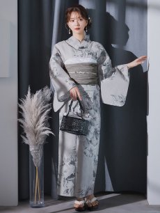 画像6: 【即日発送】クラシカルフラワー大人モード浴衣 【浴衣3点セット 浴衣/帯/下駄】 [YMT] (6)