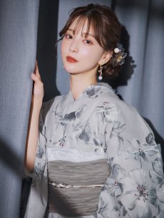 画像7: 【即日発送】クラシカルフラワー大人モード浴衣 【浴衣3点セット 浴衣/帯/下駄】 [YMT] (7)