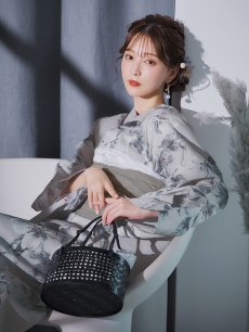 画像8: 【即日発送】クラシカルフラワー大人モード浴衣 【浴衣3点セット 浴衣/帯/下駄】 [YMT] (8)