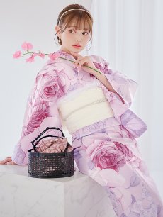 画像1: 【即日発送】アンティーク薔薇浴衣 【浴衣3点セット 浴衣/帯/下駄】 [YMT] (1)