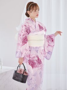 画像3: 【即日発送】アンティーク薔薇浴衣 【浴衣3点セット 浴衣/帯/下駄】 [YMT] (3)