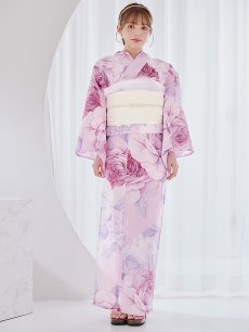 画像4: 【即日発送】アンティーク薔薇浴衣 【浴衣3点セット 浴衣/帯/下駄】 [YMT] (4)